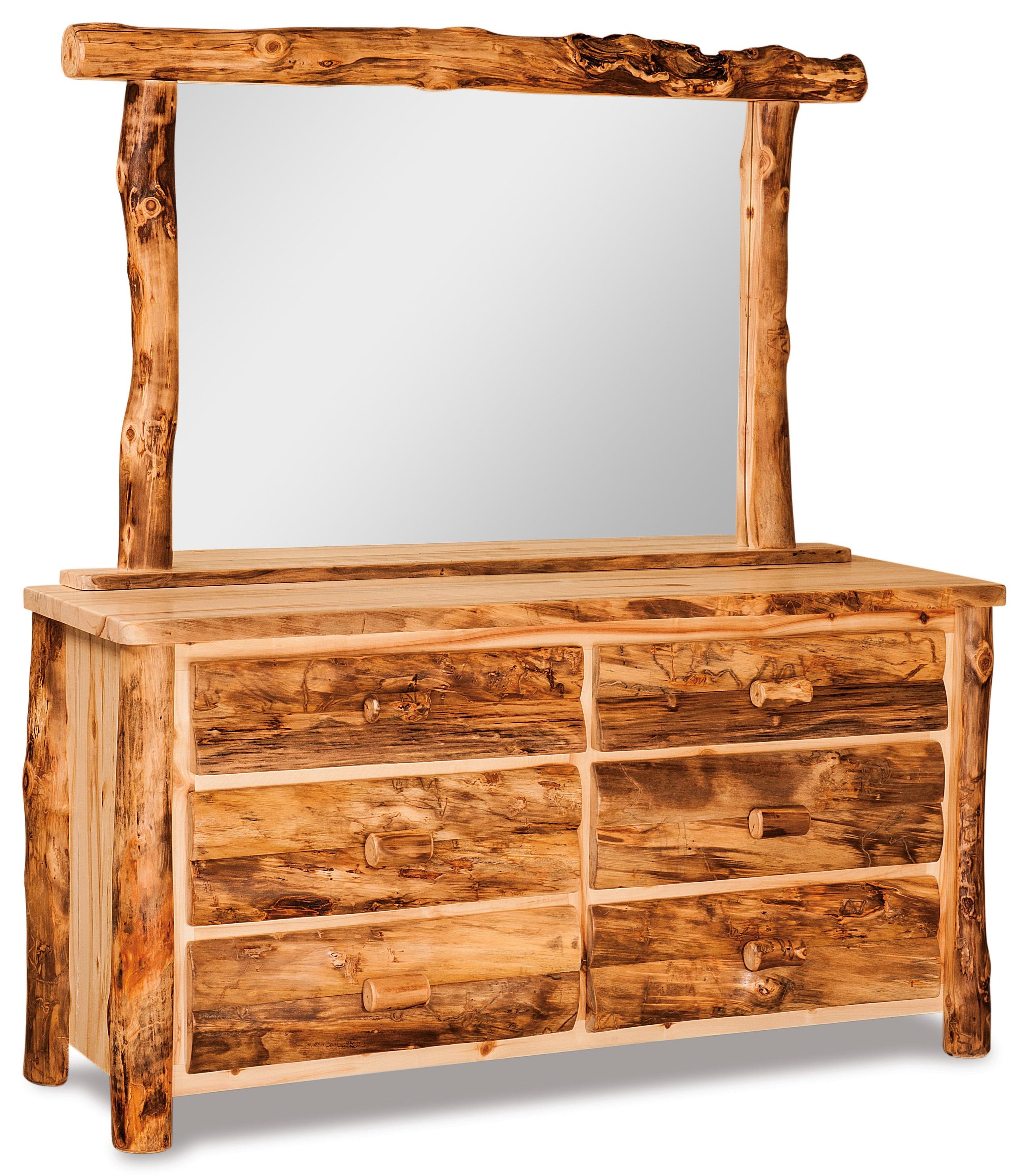 Fireside Log Furniture Log Bedroom BC211 A 6 Drawer Dresser Mirror Wayside Furniture Mattress Dresser Mirror Sets